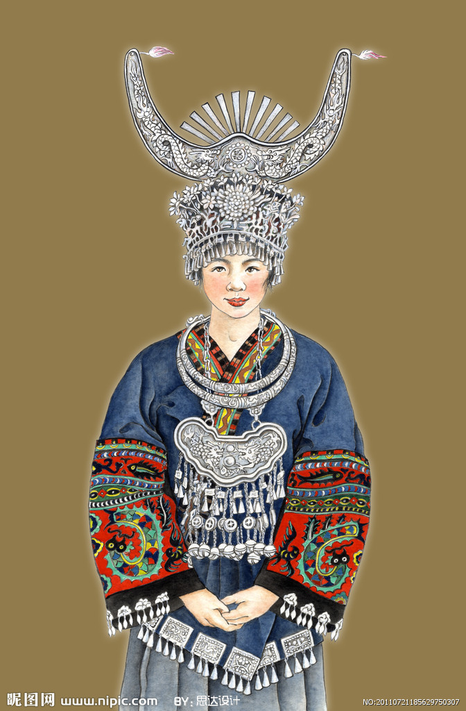 苗族少女设计图_民族类