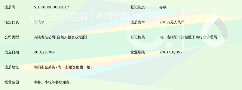 绵阳陈稀饭餐饮服务有限公司_360百科