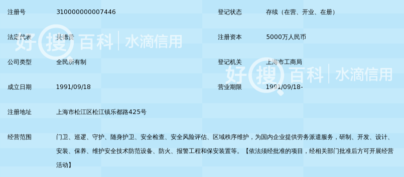 上海市保安服务总公司松江区公司